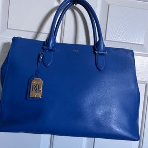 Ralph Lauren Newbury Double Zip Tote, Blue, NWOT